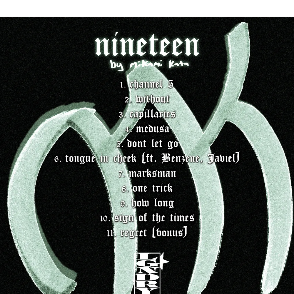 nineteen — back cover with tracklist